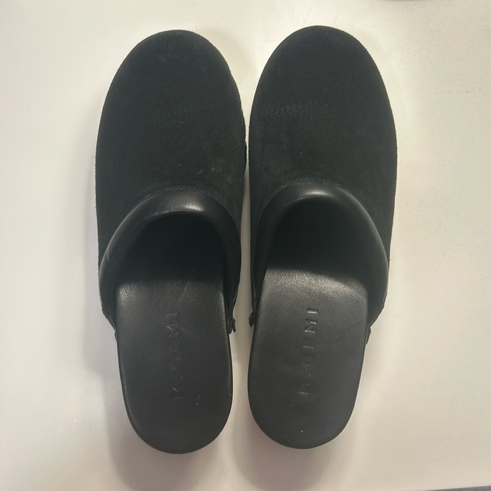 Black Suede Studded Platform Clogs by - Picture 2 of 7